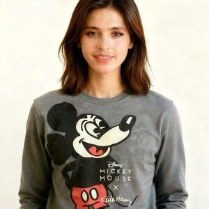 Gray Disney + Keith Haring Mickey Mouse Crew Neck Sweatshirt